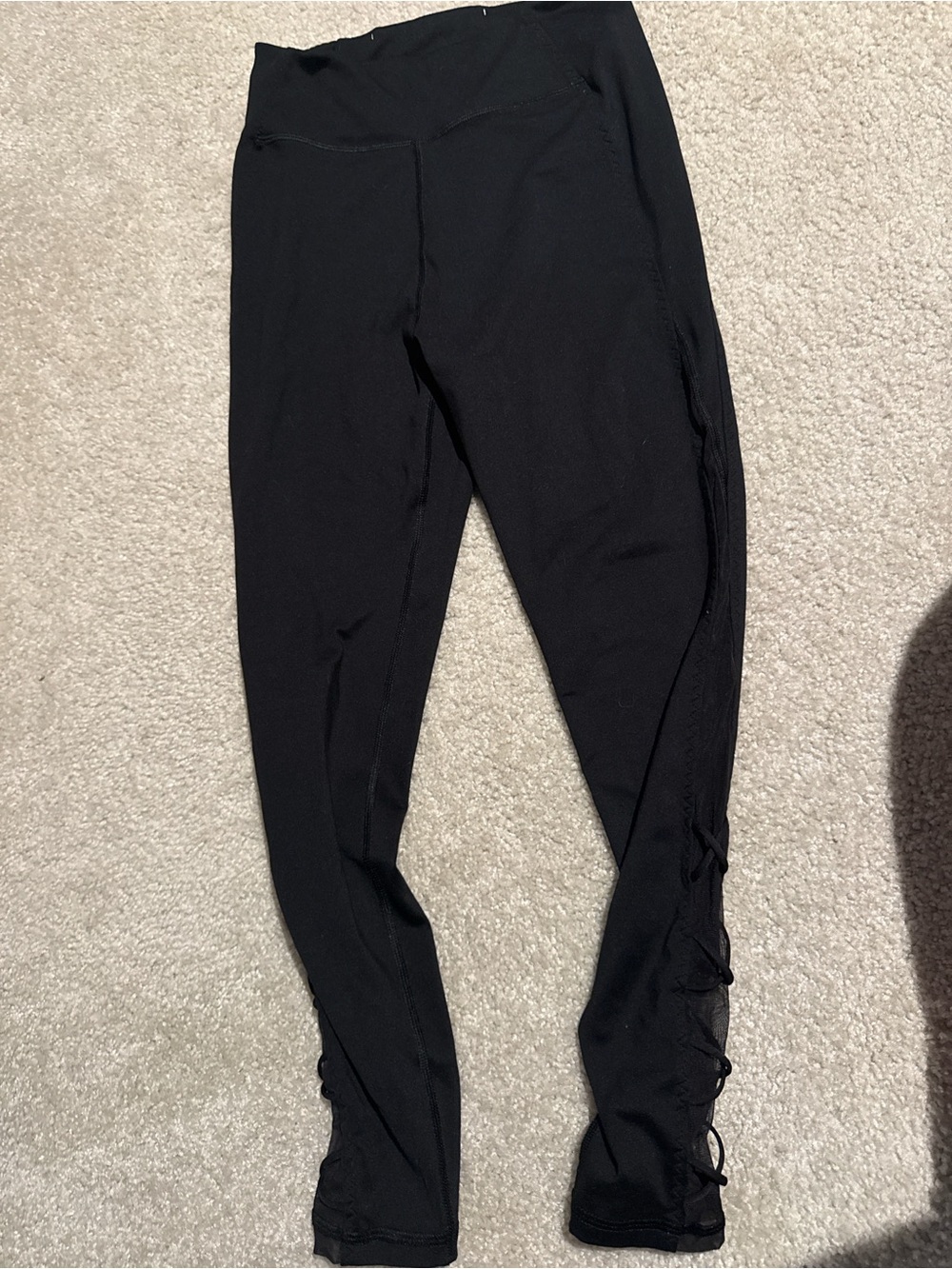 WomanBlack Active Leggings with Side Lace Detail